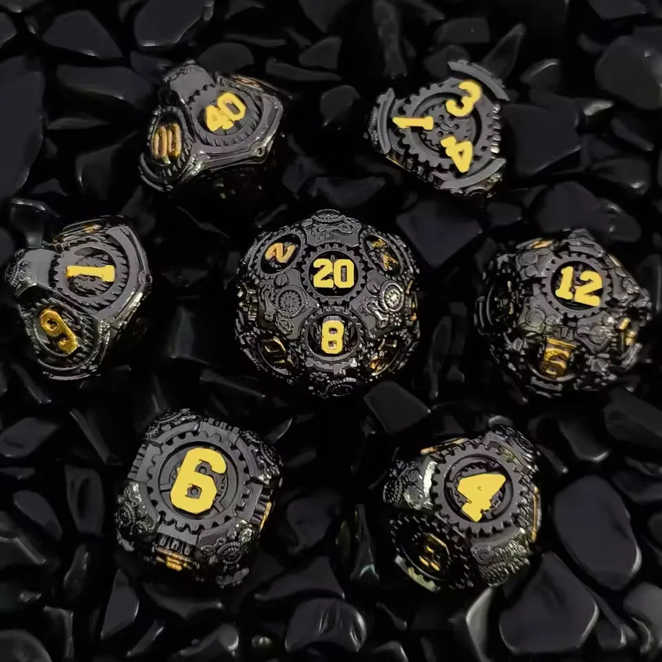 Set de dés complet pour JDR - Rouages Steampunk