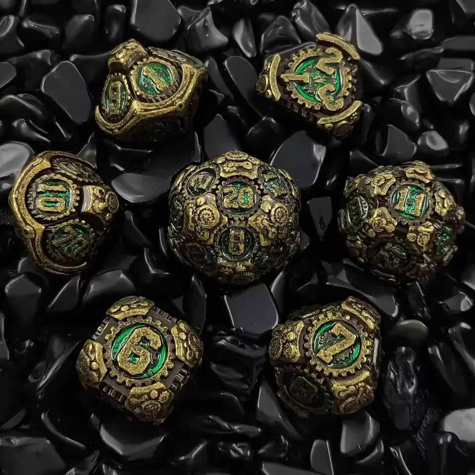 Set de dés complet pour JDR - Rouages Steampunk