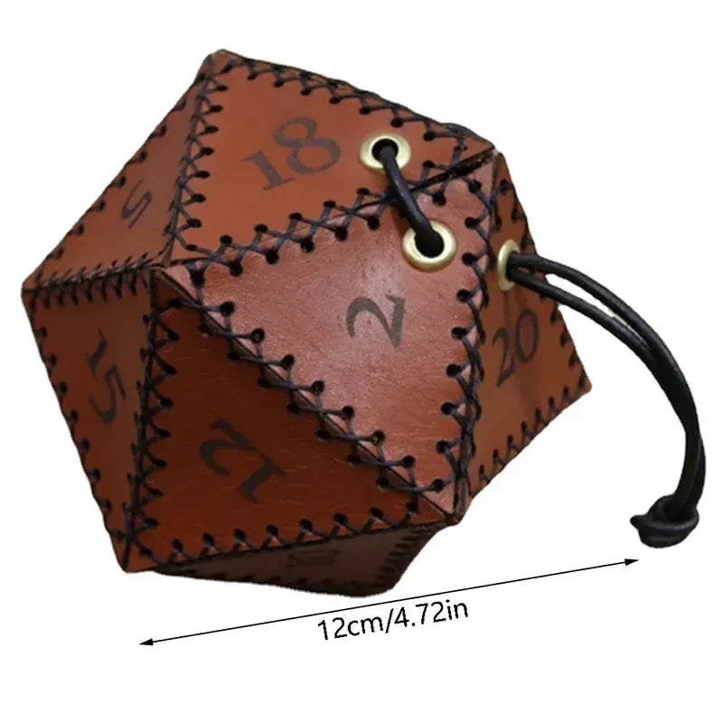 Sac à dés en cuir D20 pour JDR