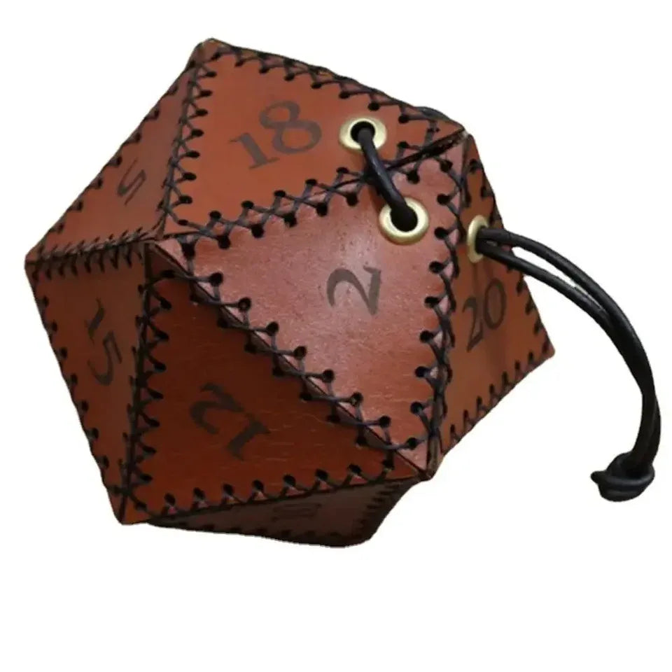 Sac à dés en cuir D20 pour JDR