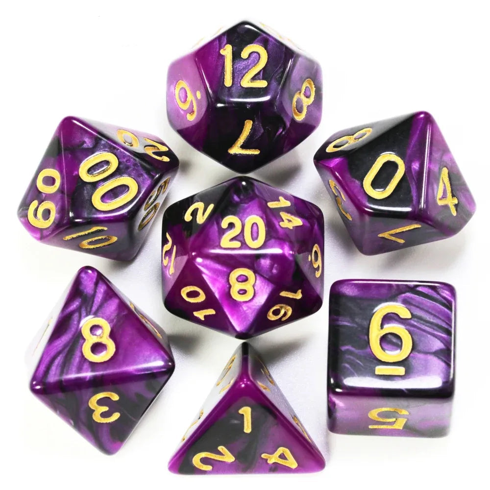Set de dés complet marbre galaxie