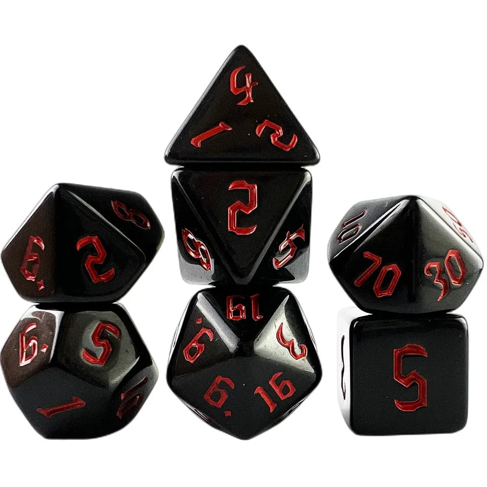 Set de dés complet vinyle vampire - ecriture colorée