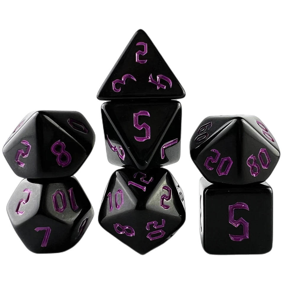 Set de dés complet vinyle vampire - ecriture colorée