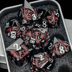 Set de dés en métal avec boite - Dragon incrusté