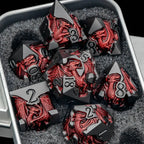Set de dés en métal avec boite - Dragon incrusté