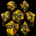Set de dés en métal avec boite - Dragon incrusté