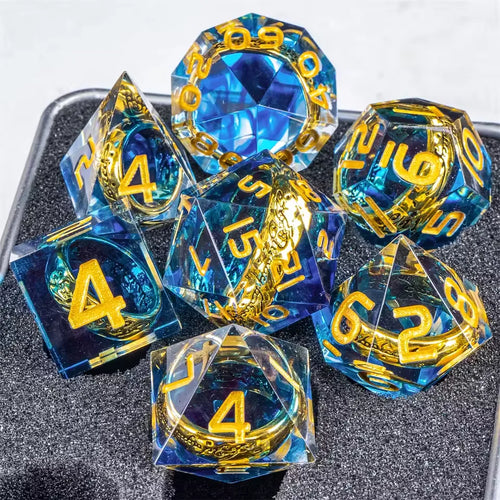 Set de dés JDR Seigneur des Anneaux Résine Bleu