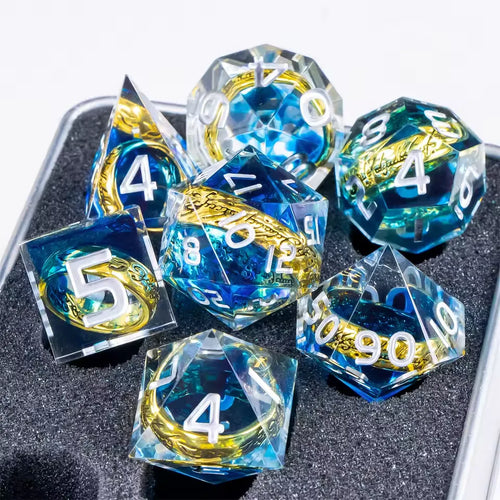 Set de dés JDR Seigneur des Anneaux Résine Bleu