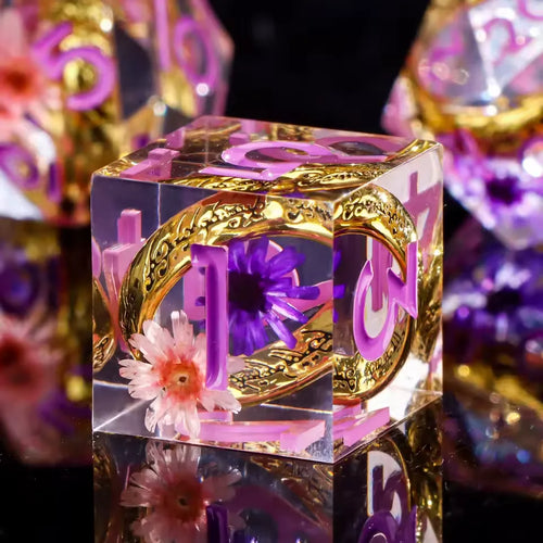 Set de dés JDR Seigneur des Anneaux Résine Fleur