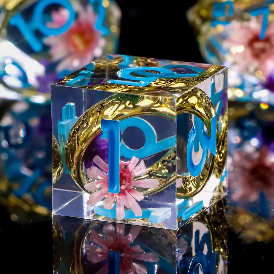 Set de dés JDR Seigneur des Anneaux Résine Fleur