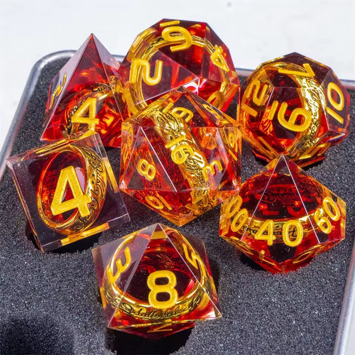Set de dés JDR Seigneur des Anneaux Résine Rouge
