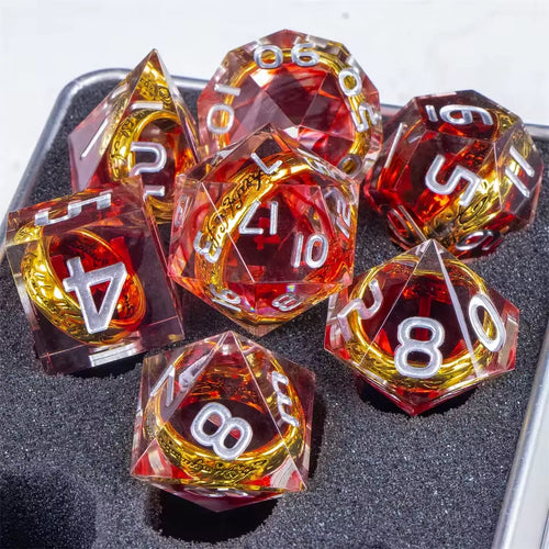 Set de dés JDR Seigneur des Anneaux Résine Rouge