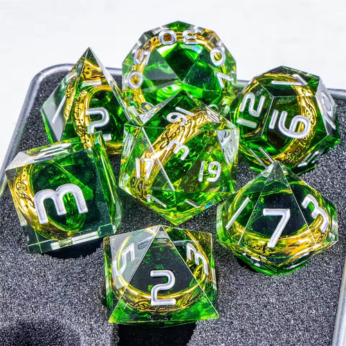 Set de dés JDR Seigneur des Anneaux Résine Verte