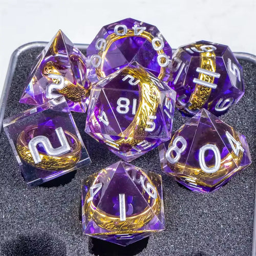 Set de dés JDR Seigneur des Anneaux Résine Violet