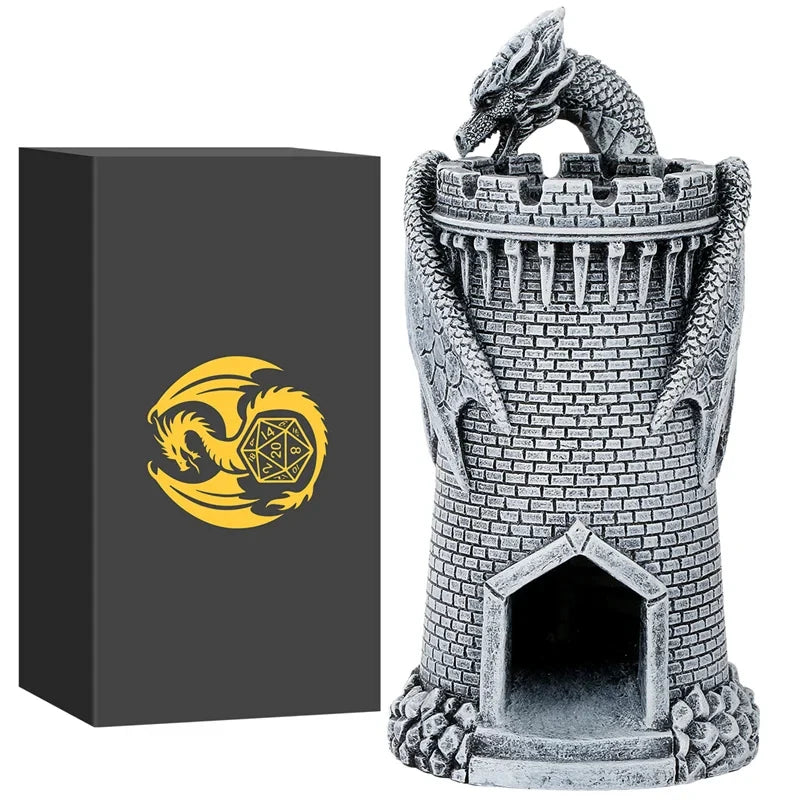 Tour à dés château dragon avec boîte de rangement