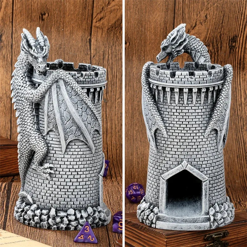 Tour à dés château dragon avec boîte de rangement
