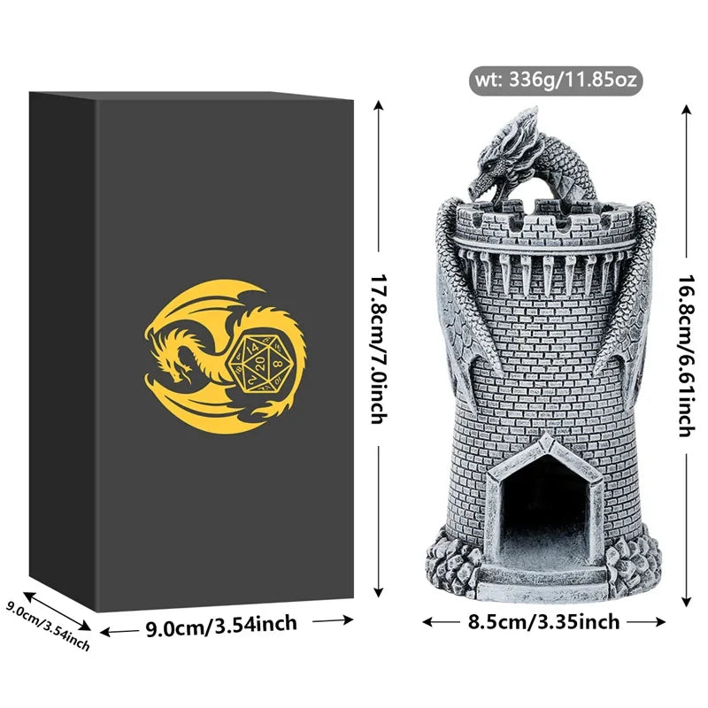 Tour à dés château dragon avec boîte de rangement