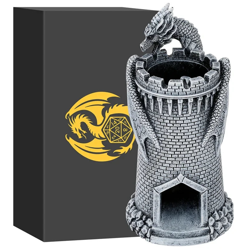 Tour à dés château dragon avec boîte de rangement