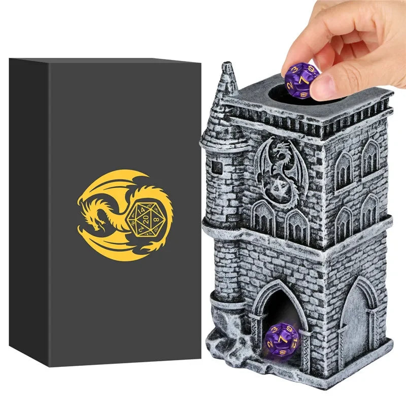 Tour à dés château en résine 3D dragon fantaisie