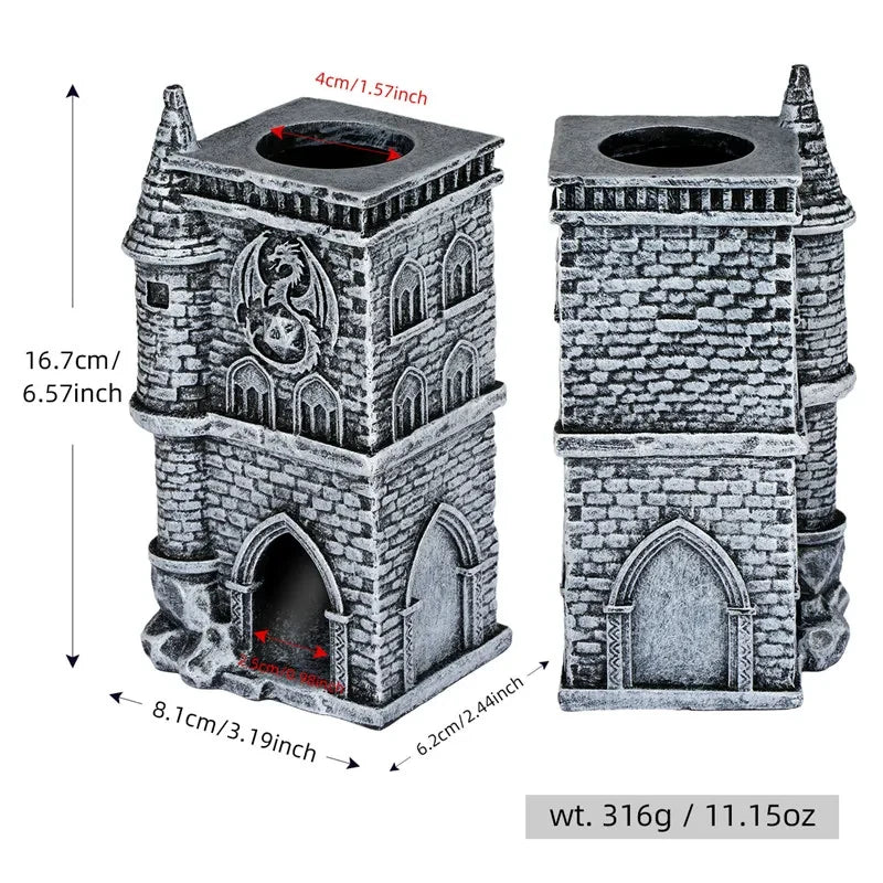 Tour à dés château en résine 3D dragon fantaisie