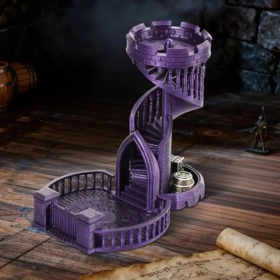 Tour à dés château en résine spirale JDR