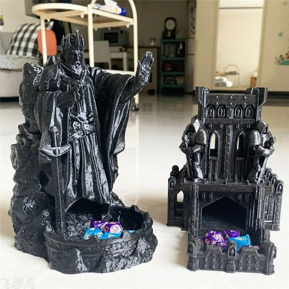 Tour à dés château imprimée en 3D avec plateau DnD