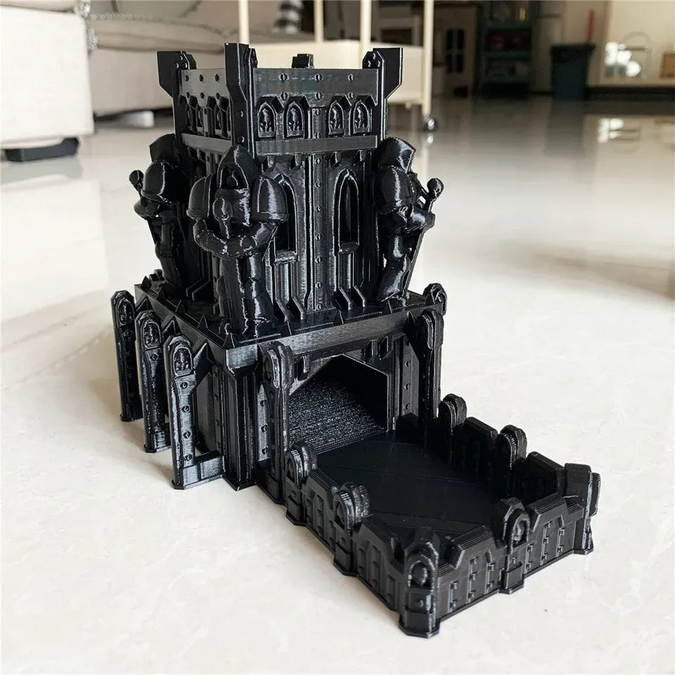 Tour à dés château imprimée en 3D avec plateau DnD