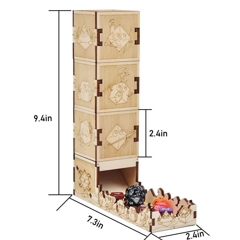 Tour à dés modulaire en bois gravée laser JDR
