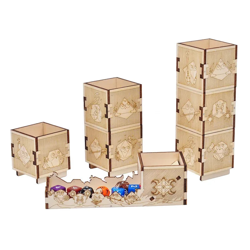 Tour à dés modulaire en bois gravée laser JDR