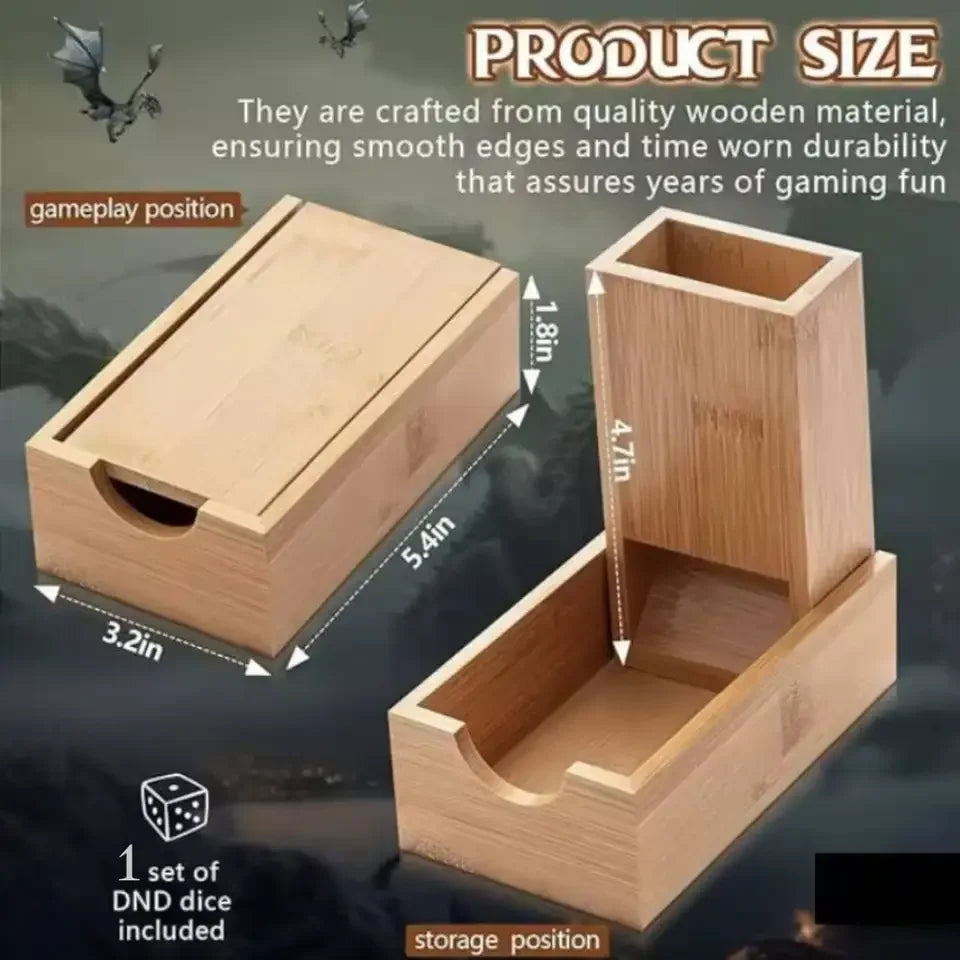 Tour à dés pliable en bambou avec rangement intégré