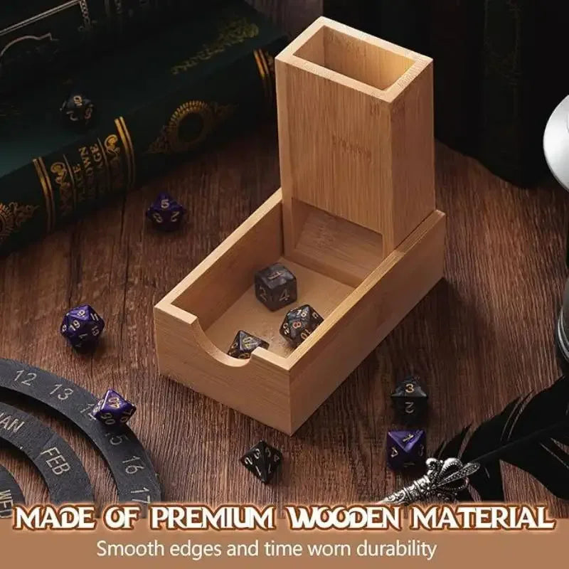 Tour à dés pliable en bambou avec rangement intégré