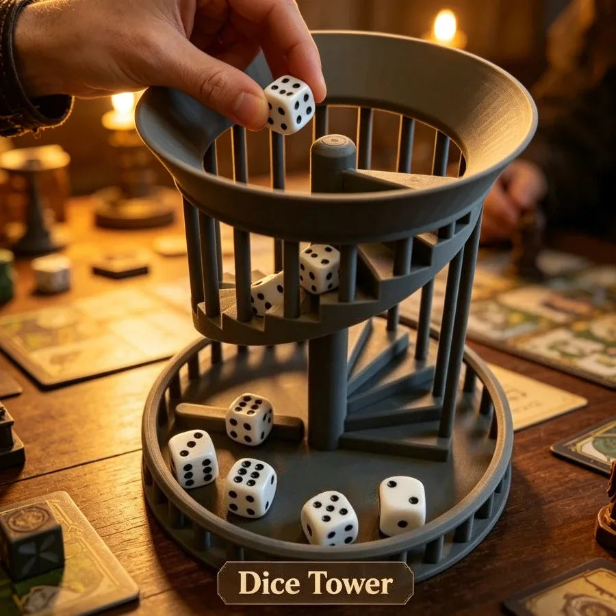 Tour à dés spirale imprimée en 3D lancer aléatoire