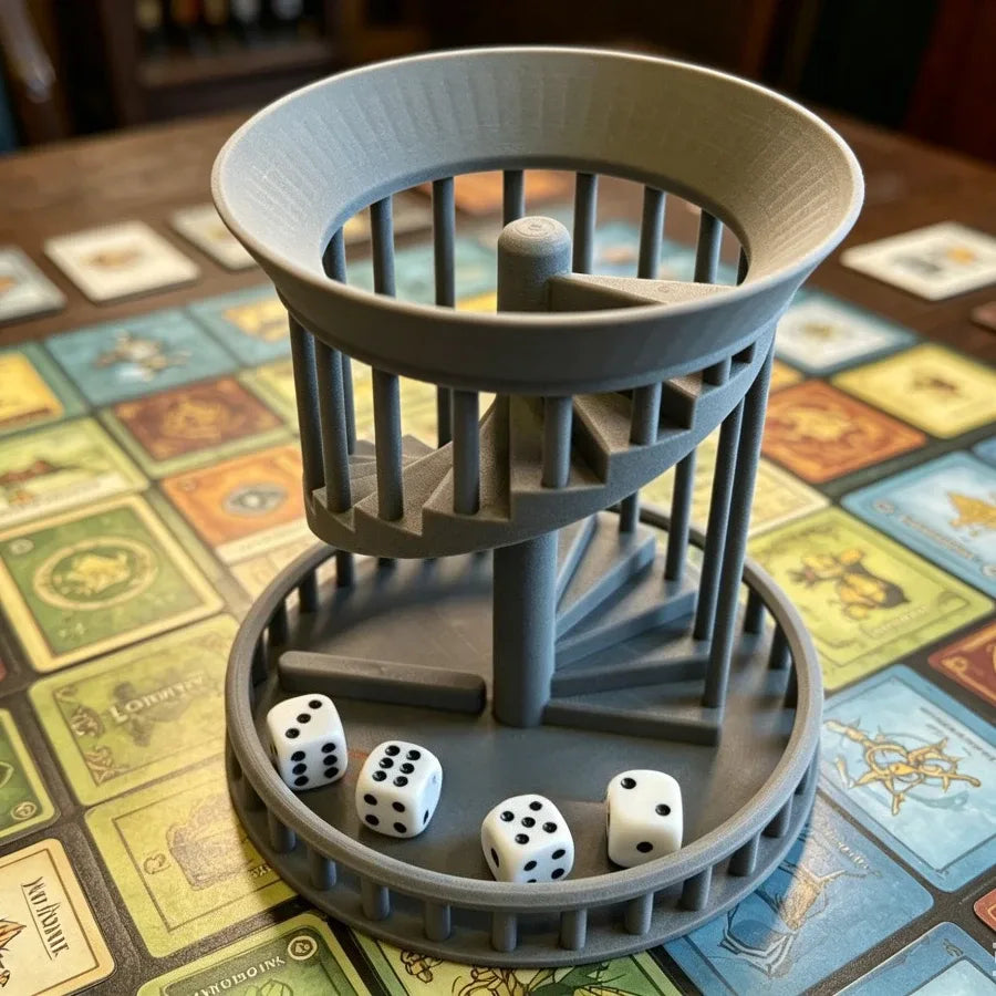 Tour à dés spirale imprimée en 3D lancer aléatoire