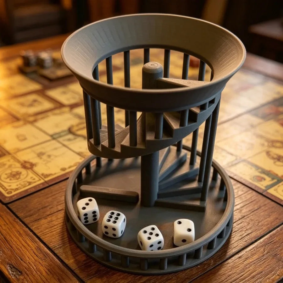 Tour à dés spirale imprimée en 3D lancer aléatoire