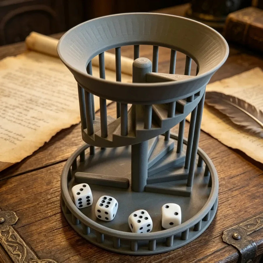 Tour à dés spirale imprimée en 3D lancer aléatoire