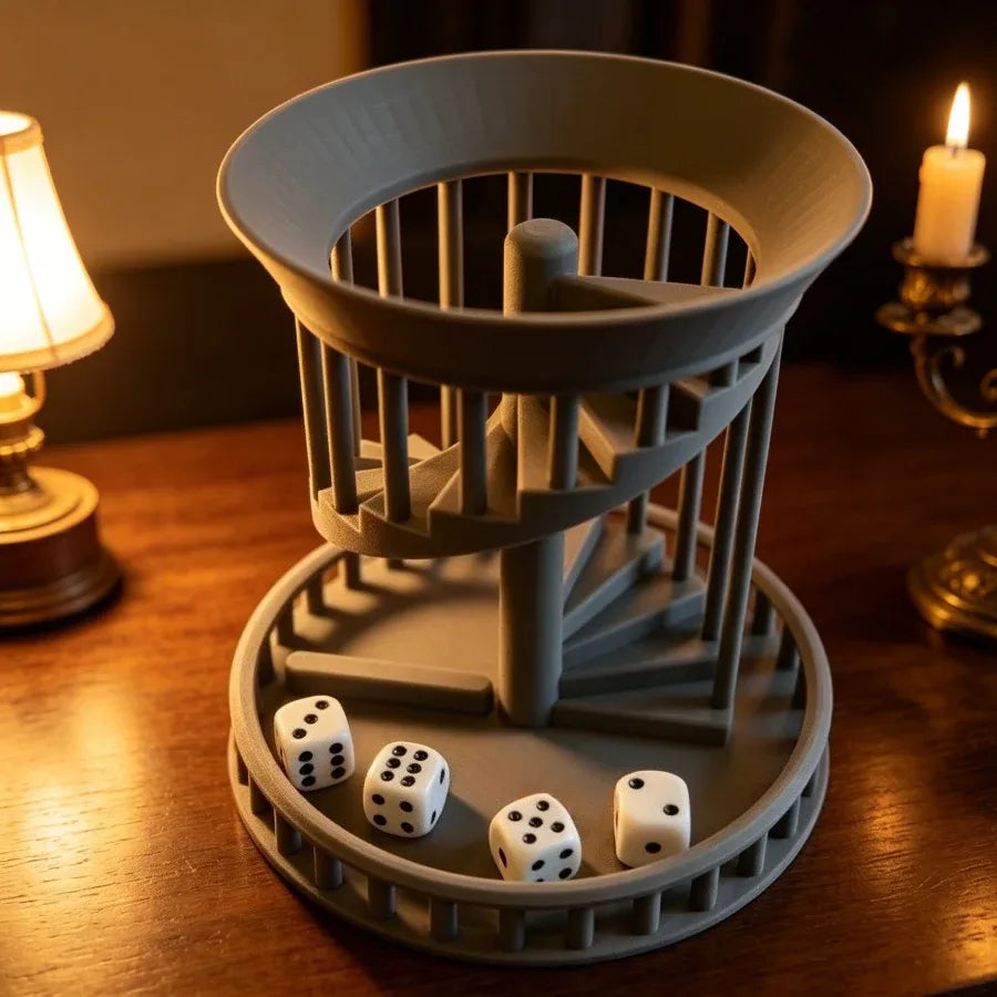 Tour à dés spirale imprimée en 3D lancer aléatoire