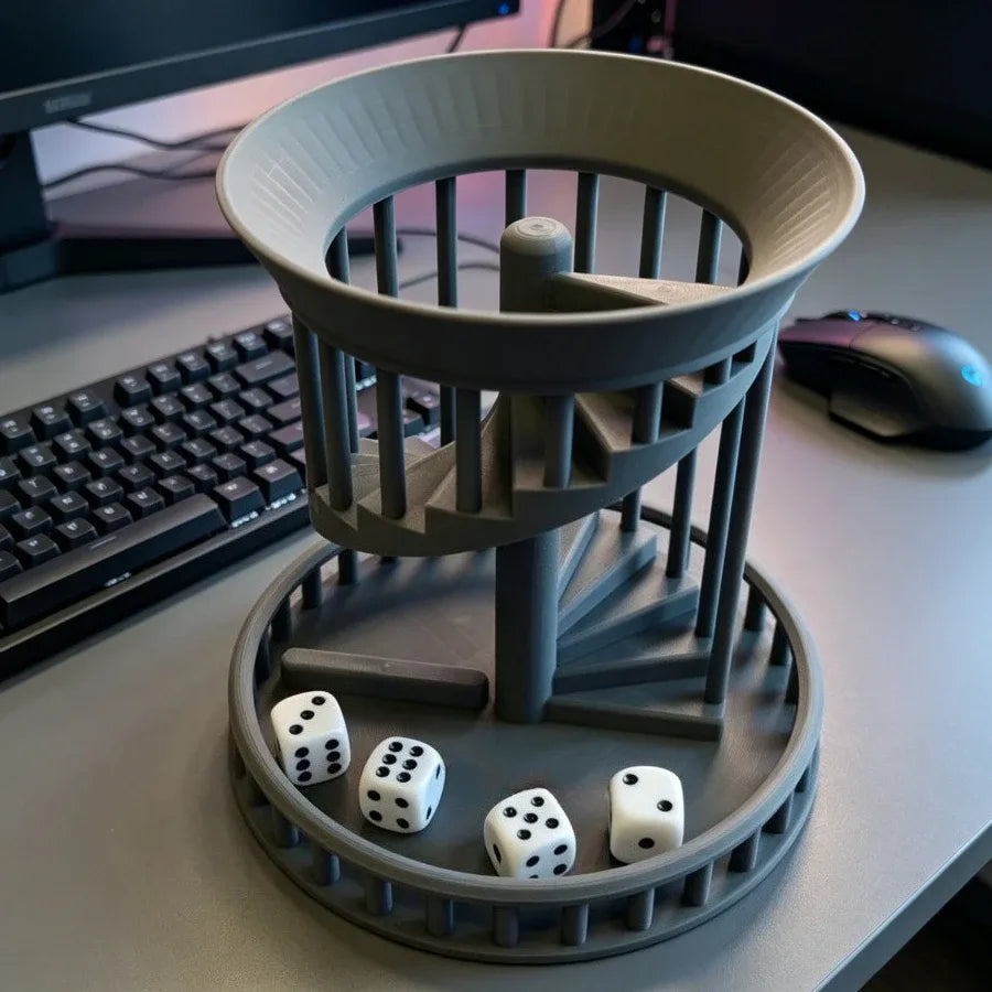 Tour à dés spirale imprimée en 3D lancer aléatoire